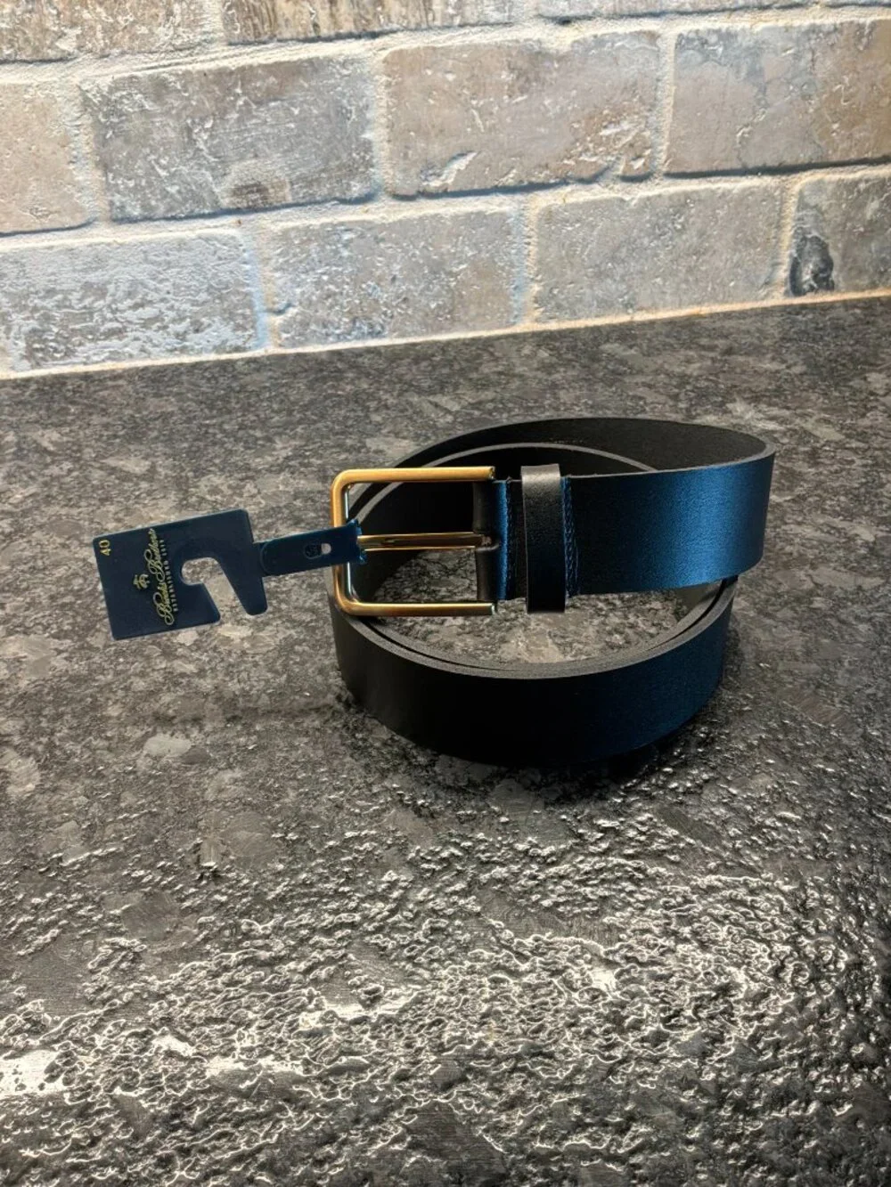 NWT Brooks Brothers men's black leather belt size 40